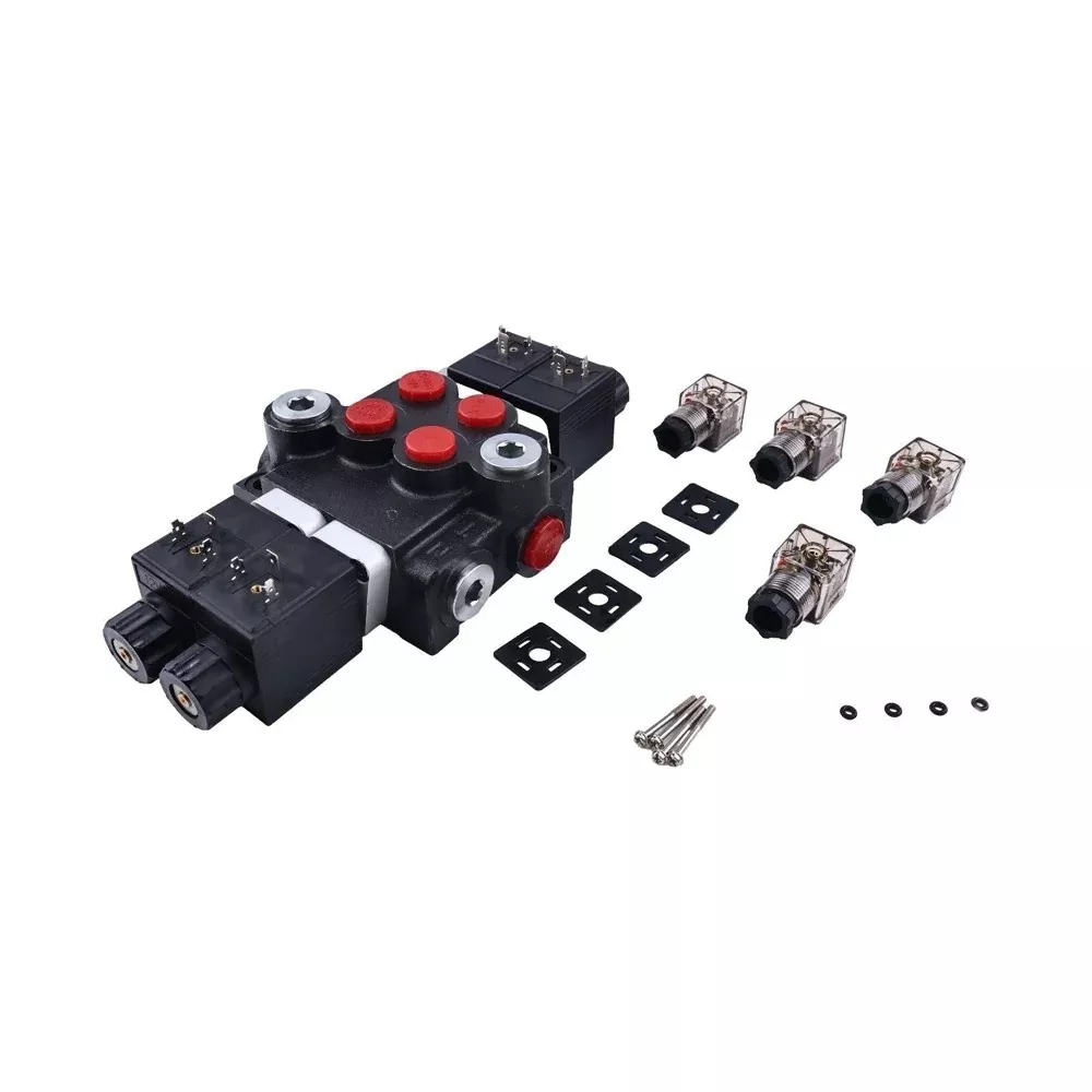 12V 2 Spool Double Acting 13 GPM 3600 PSI Hydraulic Directional Control Valve