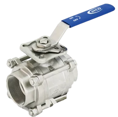 2" AVCO 500 Industrial Ball Valve, 3 Piece, 316 Stainless Steel Body, Full Port, Socket Weld with Locking Handle- No Mount Pad