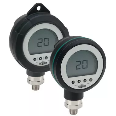 4-1/2" NOSHOK PGE20 Series General Purpose Digital Gauge PGE20-5PSIG-2-2-DL-ST8-CC, 0 to 5 psig, ±0.25% Full Scale, Data Logging, Integral Orifice, Certified Calibration