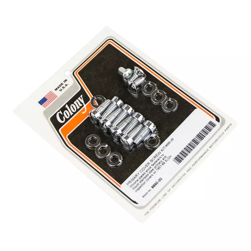 #8890-20 Primary Cover Screw Kit 1957-1969 Harley-Davidson XLCH – Chrome Plated
