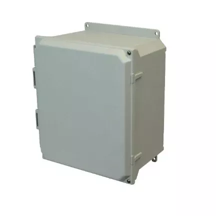 AMU1206HF 12x10x6 NEMA 4X Fiberglass Enclosure w/ Hinged Screw Cover Flange Mount