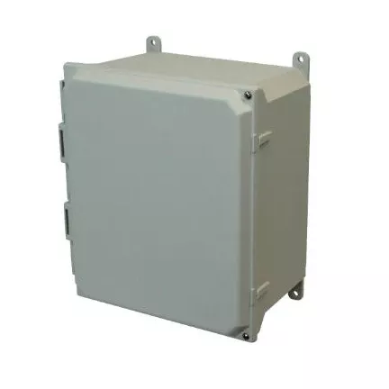 AMU1648H 16x14x8 NEMA 4X Fiberglass Enclosure w/ Hinged Screw Cover Foot Mount
