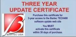 Bartec WRT400SUL3 | Three Yr Update License Certificate