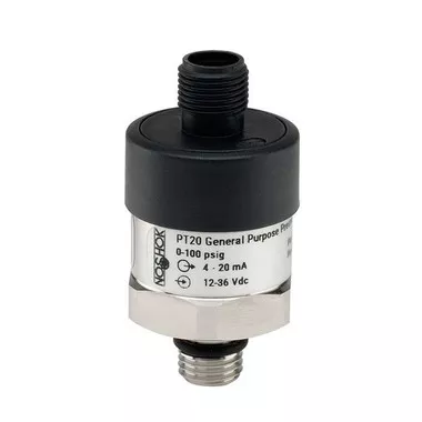 NOSHOK PT20 Series General Purpose Fixed Range Pressure Transmitter PT20-100PSIG-1-5-8-18, 0 to 100psig, 1/2 NPT Male, DIN Form A With 3 Ft Cable