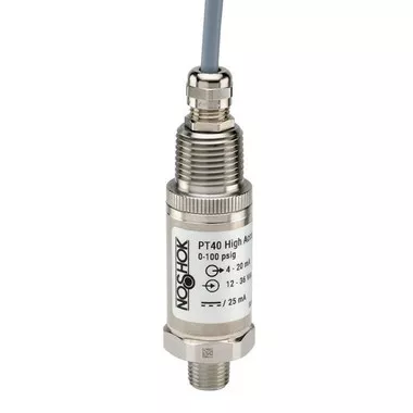 NOSHOK PT40 Series High Accuracy Fixed Range Pressure Transmitter PT40-150PSIG-1-1-8-8, 0 to 150psig, ±0.25% of span, 4 mA to 20 mA, 2-wire, 1/2 NPT male, DIN form A