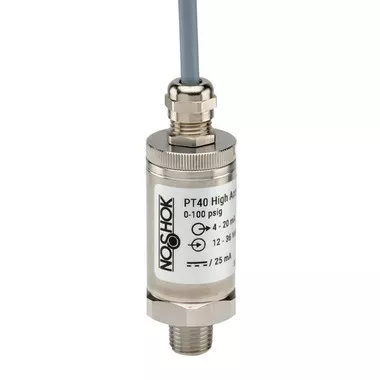 NOSHOK PT40 Series High Accuracy Fixed Range Pressure Transmitter PT40-200PSIG-1-1-8-18, 0 to 200psig, ±0.25% of span, 4 mA to 20 mA, 2-wire, 1/2 NPT male, DIN form A with 3 ft cable