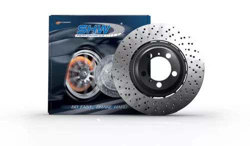 SHW 2021 Porsche 911 Turbo 3.7L Left Front Cross-Drilled Lightweight Brake Rotor shwPFL49215