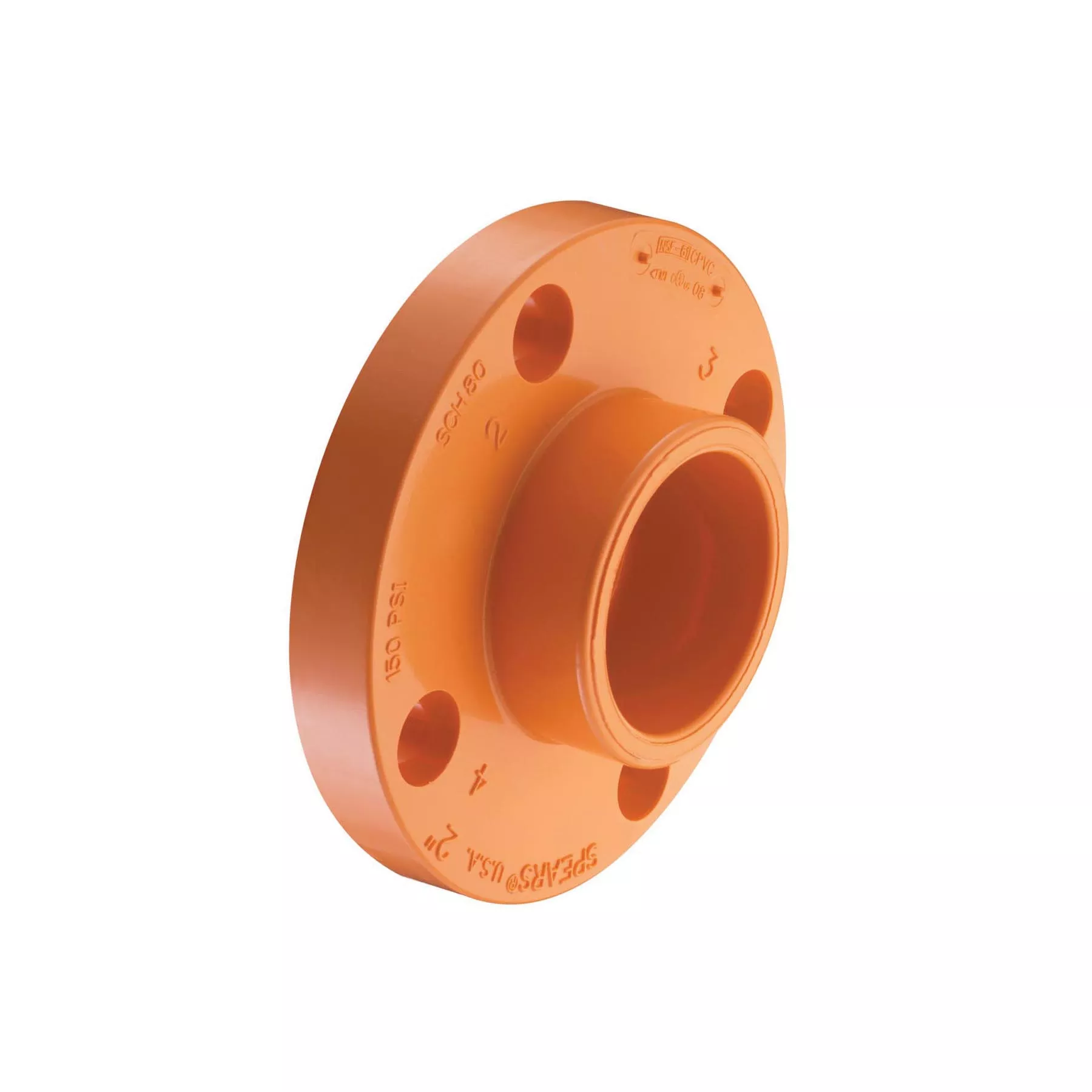 Spears FlameGuard 4251-020 1-Piece Solid Flange, 2 in, CPVC, SCH 80/XH, Socket Connection, 150 lb, 5-31/32 in OD, Domestic