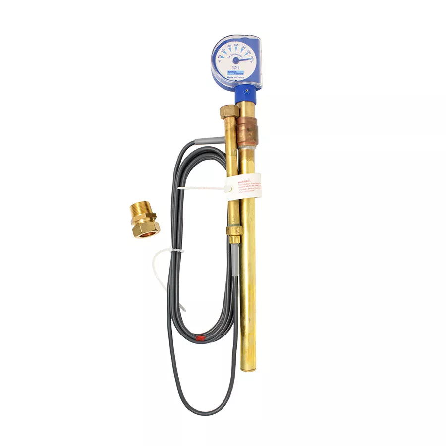 Spirax Sarco 3850090, SA121 Self-Acting Dial Style Temperature Control System With 2 m Capillary, For Use With: Model KA/KB/KC/KX/KY/SB/SBRA/BX/BXRA/BM/BMRA/BMF/BMFRA/NS/NSRA 2 Port Temperature Control Valve, 5 to 125 deg F, Brass
