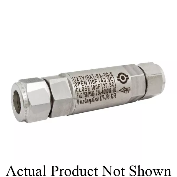 ThermOmegaTech 223-100000-110 TV/HAT-RA In-Line Reverse Acting Temperature Control Valve, 3/8 in Nominal, Compression End Style, 150 psig Pressure, 300 Series Stainless Steel Body, Domestic