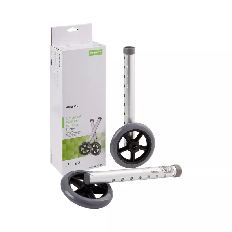 Universal Walker Replacement Wheels, 5-inch Diameter, 2 Pack