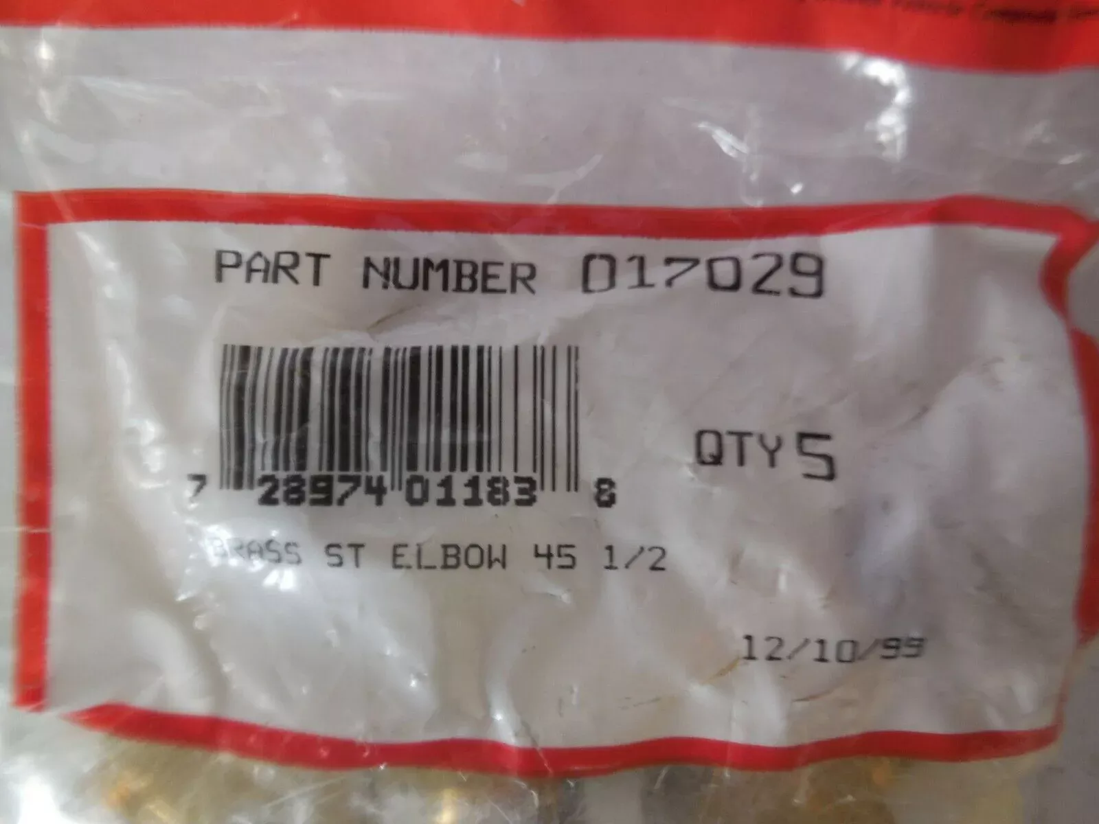 Velvac 017029 Brass ST Elbow Bag of 5 New