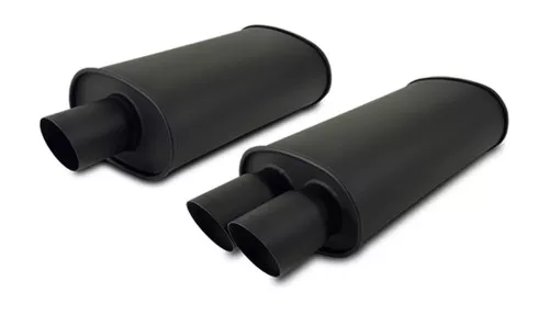Vibrant StreetPower FLAT BLACK Oval Muffler with Single 3in Outlet – 2.25in inlet I.D. vib1145