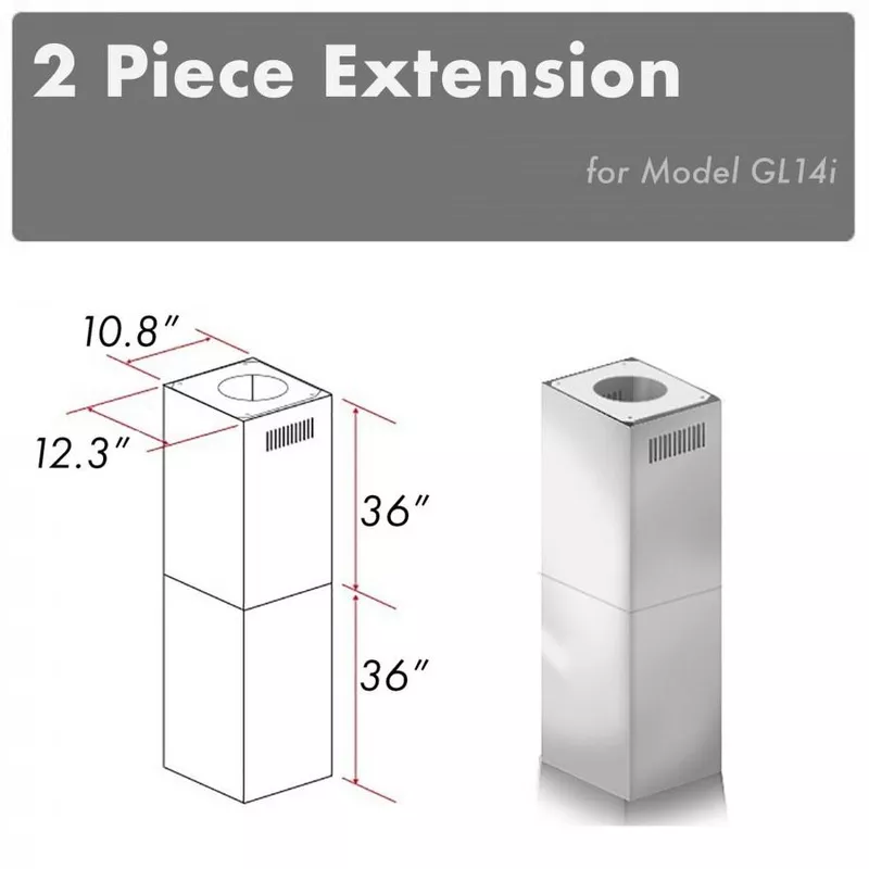 ZLINE 2 Piece Chimney Extension for 10′-12′ Ceiling, 2PCEXT-GL14i