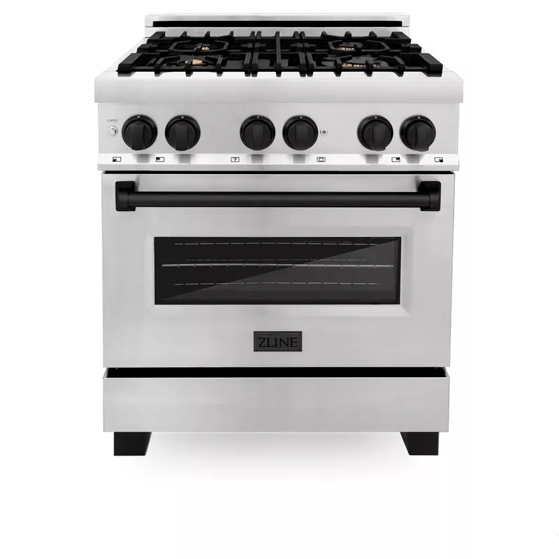 ZLINE 30″ Autograph Dual Fuel Range, Stainless Steel, RAZ-30-MB Stainless Steel